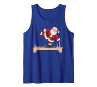 Funny Santa Doing Reformer Pilates Navidad Navidad Pilates Camiseta sin Mangas, Hombre, Azul Real, XXL