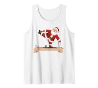 Funny Santa Doing Reformer Pilates Navidad Navidad Pilates Camiseta sin Mangas, Hombre, Blanco, M