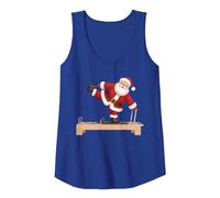 Funny Santa Doing Reformer Pilates Navidad Navidad Pilates Camiseta sin Mangas, Mujer, Azul Real, M