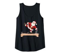 Funny Santa Doing Reformer Pilates Navidad Navidad Pilates Camiseta sin Mangas, Mujer, Negro, XL