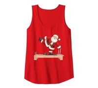 Funny Santa Doing Reformer Pilates Navidad Navidad Pilates Camiseta sin Mangas, Mujer, Rojo, XL