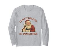 Funny Santa I Don't Believe In You Either Retro Christmas Manga Larga