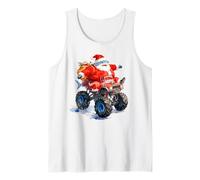 Funny Santa Shark Driving Monster Car Truck Día de Navidad Camiseta sin Mangas