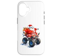 Funny Santa Shark Driving Monster Car Truck Día de Navidad Carcasa para iPhone 16