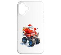 Funny Santa Shark Driving Monster Car Truck Día de Navidad Carcasa para iPhone 16 Plus
