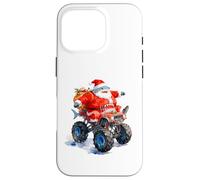 Funny Santa Shark Driving Monster Car Truck Día de Navidad Carcasa para iPhone 16 Pro