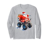 Funny Santa Shark Driving Monster Car Truck Día de Navidad Manga Larga