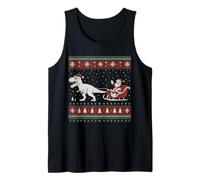 Funny Santa Sleigh Riding Dinosaur T-Rex Christmas Costume Camiseta sin Mangas