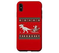 Funny Santa Sleigh Riding Dinosaur T-Rex Christmas Costume Carcasa para iPhone XS MAX