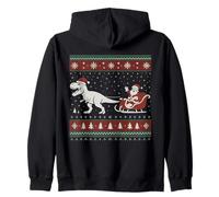 Funny Santa Sleigh Riding Dinosaur T-Rex Christmas Costume Sudadera con Capucha
