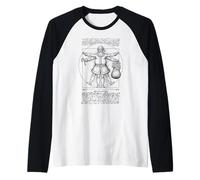 Funny Santa Vitruvian Hombre Leonardo Da Vinci Papá Noel Camiseta Manga Raglan