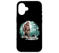 Funny Sasquatch Bigfoot Walking Boston Terrier Dog Lovers Carcasa para iPhone 16