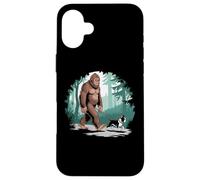 Funny Sasquatch Bigfoot Walking Boston Terrier Dog Lovers Carcasa para iPhone 16 Plus