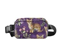 Funny Savannah Cats - Riñonera de moda para hombres y mujeres, pequeña riñonera con correa ajustable para compras, deportes y trabajo, Divertidos gatos Savannah, color morado, 1 size