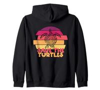 Funny Save Turtles Retro Distressed Turtle Graphic Sudadera con Capucha