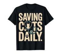 Funny Saving Cats Daily Vet Tech Cat Amante Camiseta