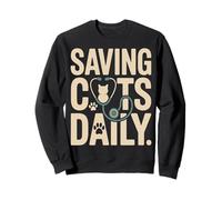 Funny Saving Cats Daily Vet Tech Cat Amante Sudadera