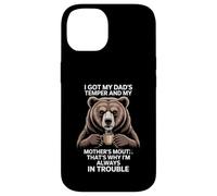 Funny Saying Got Dad's Temper Mom's Mouth Bear Coffee Carcasa para iPhone 14