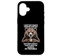 Funny Saying Got Dad's Temper Mom's Mouth Bear Coffee Carcasa para iPhone 16