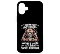 Funny Saying Got Dad'S Temper Mom'S Mouth Bear Coffee Carcasa para iPhone 16 Plus