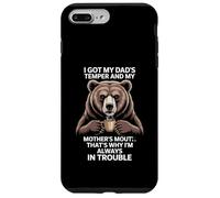 Funny Saying Got Dad's Temper Mom's Mouth Bear Coffee Carcasa para iPhone 7 Plus/8 Plus