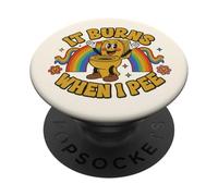 Funny Saying: It Burns When I Pee! Rainbow PopSockets PopGrip Adhesivo