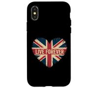 Funny Saying Live Forever Grunge con la Bandera del Reino Unido en Forma de corazón para Mujeres y Hombres Carcasa para iPhone X/XS