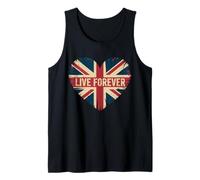 Funny Saying Live Forever Grunge con la Bandera del Reino Unido en Forma de corazón para Mujeres y Hombres Camiseta sin Mangas