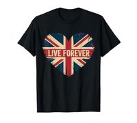 Funny Saying Live Forever Grunge con la Bandera del Reino Unido en Forma de corazón para Mujeres y Hombres Camiseta