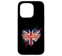 Funny Saying Live Forever Grunge con la Bandera del Reino Unido en Forma de corazón para Mujeres y Hombres Carcasa para iPhone 15 Pro