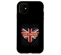 Funny Saying Live Forever Grunge con la Bandera del Reino Unido en Forma de corazón para Mujeres y Hombres Carcasa para iPhone 11