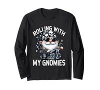 Funny Saying Motorcycle Biker GNOME Rolling with My Gnomies Manga Larga