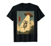 Funny Scared Cow UFO Selfie Alien Nave Espacial Granja Humor Camiseta