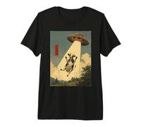 Funny Scared Cow UFO Selfie Alien Nave Espacial Granja Humor Camiseta Premium