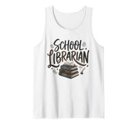 Funny School Bibliotecario Amante del Libro Especialista en Medios Educador Camiseta sin Mangas