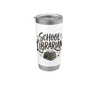 Funny School Bibliotecario Amante del libro Especialista en medios Educador Vaso térmico de acero inoxidable de doble pared