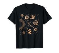 Funny Science Clothes Camiseta Sistema Solar Planetas Ciencia Espacial Galaxia Astrología Universo Hombre Mujer Niño Niña T-Shirt Gráfico Manga Corta Pequeño Negro Oro