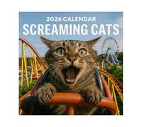 Funny Screaming Cat Calendar 2026-30x30cm | 12-Month Wall Calendar & Desk Planner with Hilarious Kitten Art, Perfect for Home, Office, Studio, Holidays, Adults & Kids