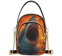Funny Shark Cool Animal - Bolso de hombro acolchado para teléfono, bolso de mano pequeño con cadena, bonito bolso de mano para mujer, con cremallera, 5.9 x 3.1 x 8.25 pulgadas