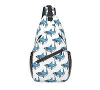 Funny Shark Sling Bag Casual Crossbody Hombro Mochila Chest Casual Daypack Sea Animal Bag para Exteriores