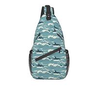 Funny Shark Sling Bag Casual Crossbody Hombro Mochila Chest Casual Daypack Sea Animal Bag para Exteriores