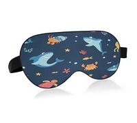 Funny Sharks and Sea Animals Sleep Mask Lightweight Soft Breathable Eye Mask with Adjustable Strap Blackout Eye Mask for Women Men for Travel Night Sleeping