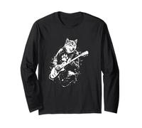 Funny Shiba Inu Guitar Manga Larga