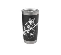 Funny Shiba Inu Guitar Vaso térmico de acero inoxidable de doble pared