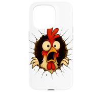Funny Shocked Chicken Rooster Cracks - Taza de Pared, diseño de Granja Loca Carcasa para iPhone 15 Pro