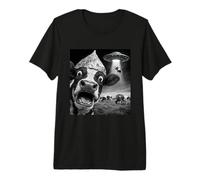 Funny Shocked Cow OVNI Secuestro Conspiración Teorías Alien Camiseta Premium