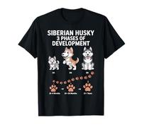 Funny Siberian Husky Puppy Dog 3 Fases De Desarrollo Camiseta