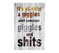 Funny Signs for Home Decor | Metal Signs for Garage Man Cave | It's All SH and Giggles Until Someone Giggles and SH