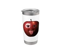 Funny Silly AI Apple gen z Meme BrainRot humor lengua fuera Vaso térmico de acero inoxidable de doble pared