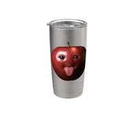 Funny Silly AI Apple gen z Meme BrainRot humor lengua fuera Vaso térmico de acero inoxidable de doble pared